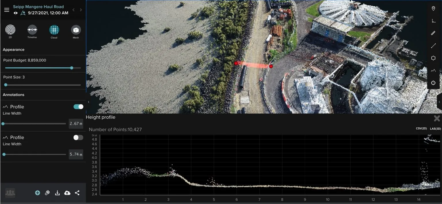 Upsite-mangere-haul-road-point-cloud-drone-survey