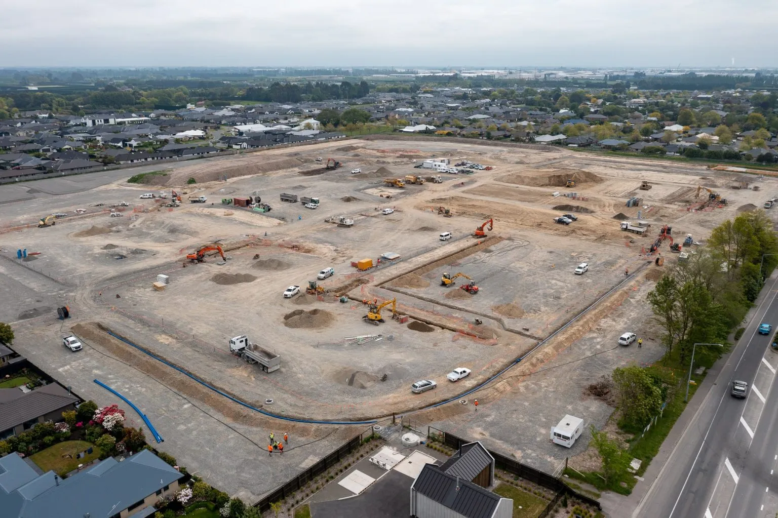 aerial drone photo construction progress